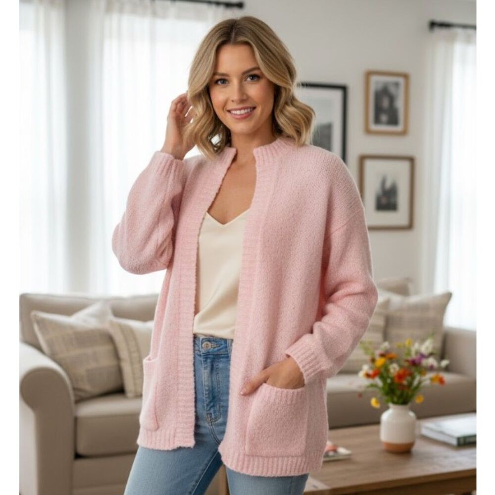 Diane Von Furstenberg Cardigan Pink Comfy Sweater Womens Size M